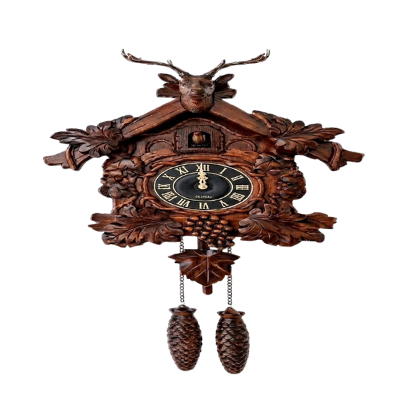 Relógio de Parede Cuco Chalé Cabeça de Alce Vintage Madeira 70cm  Pêndulo Luxo Com Passarinho Alarme