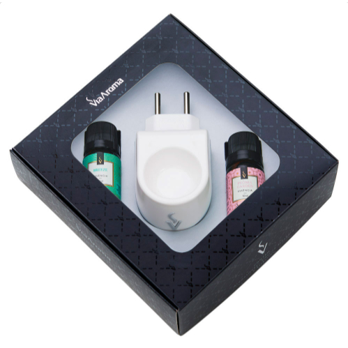 Kit Presente 1 Aromatizador Elétrico Via Aroma + 2 Essências 10ml cada | Breeze e Peônia Garden