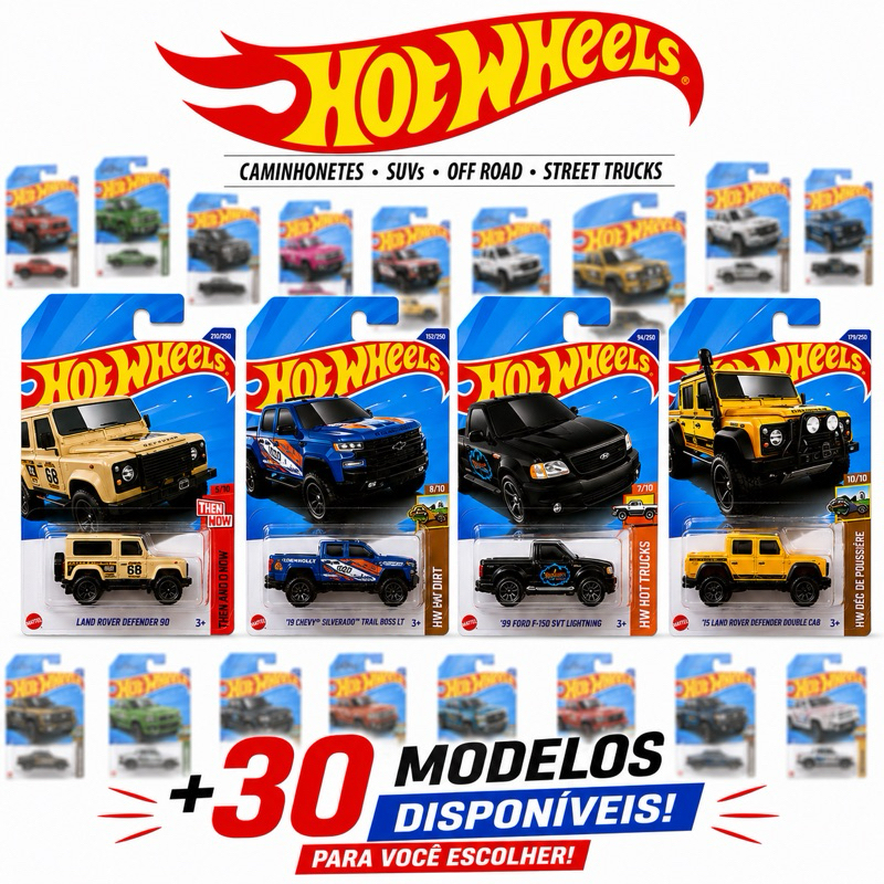 Caminhonete - SUV - Fora de Estrada -  OFF Road - Jeep - Land Rover - Toyota - Hot Wheels 1:64 Miniatura