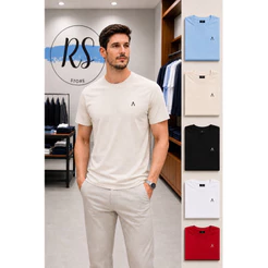 Camiseta Masculina Premium malha peruano Logo A