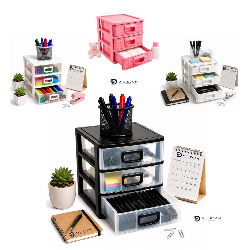 Super Porta Tudo c/3 Gaveta Organizador para Escritório, Joias e Material de Costura