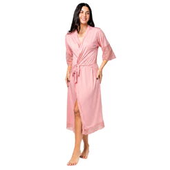 Robe Longo de Noiva Luxo em Renda Feminino Roupão Maternidade