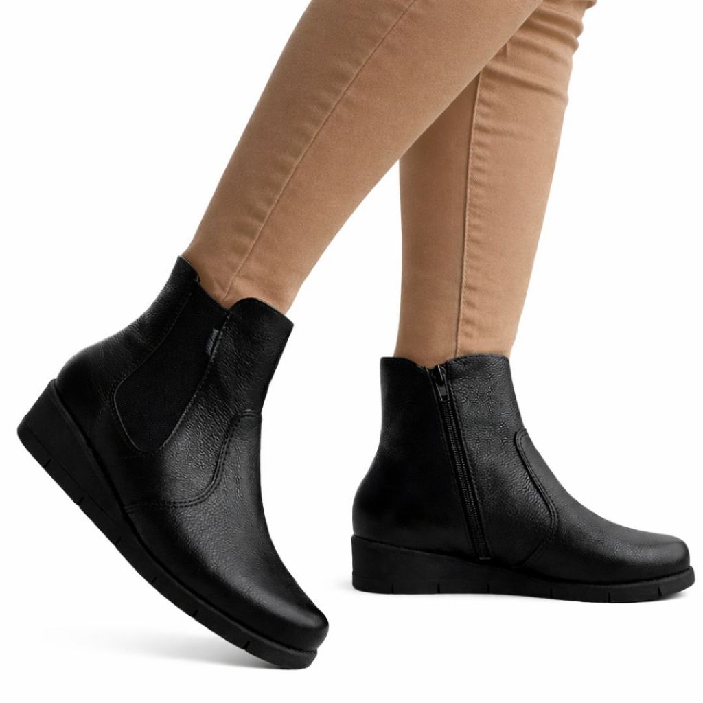 Bota Feminina Couro Cano Curto Anabela Usaflex UD26002001