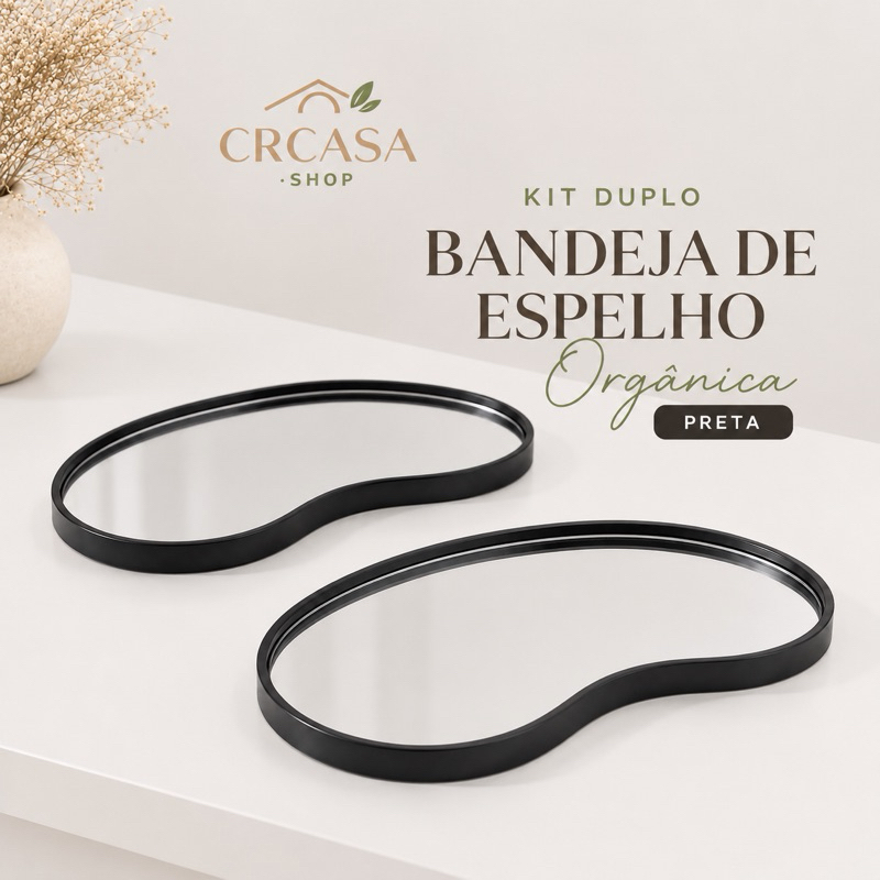 Bandeja Orgânica  Dourada Luxo para Lavabo, Banheiro, Perfumes e Decoração
