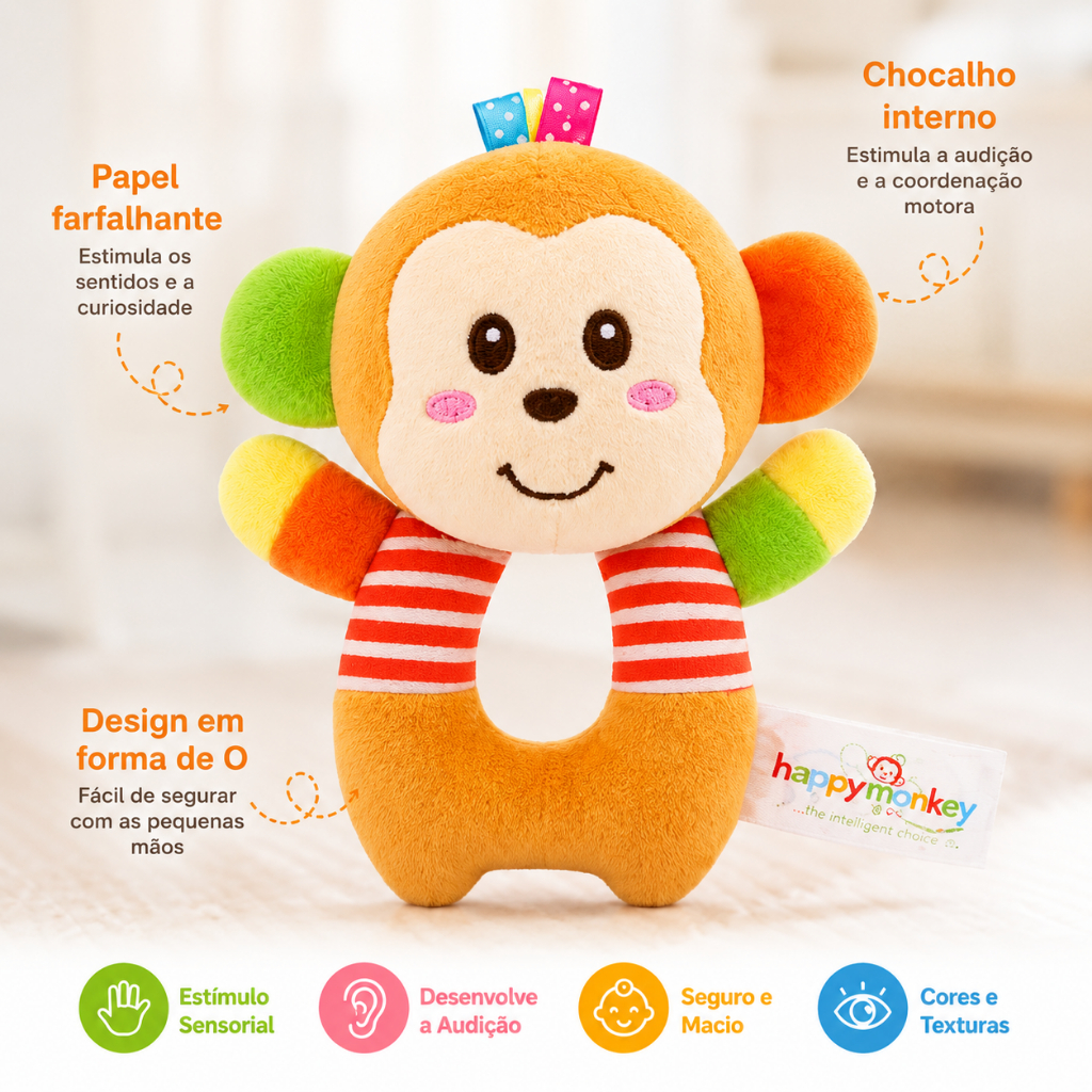 Detalhes do Chocalho Plush Brinquedo para Bebê Desenvolvimento e Estímulo Sensorial Desenho de Animal