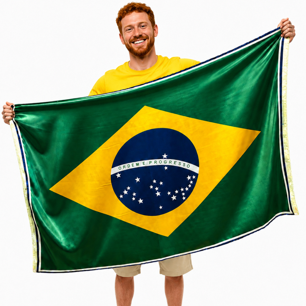 Bandeirão Do Brasil 1,50x1,00m Copa Do Mundo 2026 Tecido Brilhante