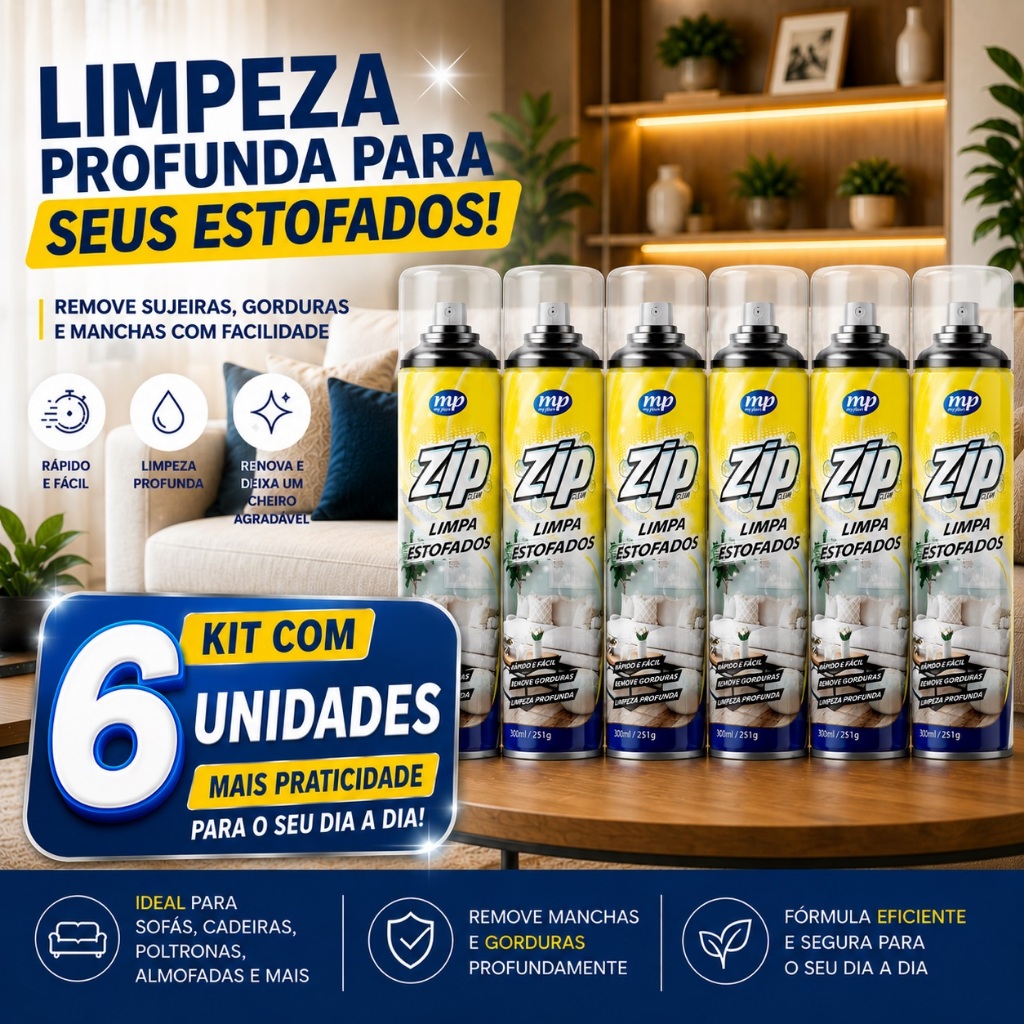 6UN Spray Espuma Limpa estofado à Seco My Place Zip 300ml
