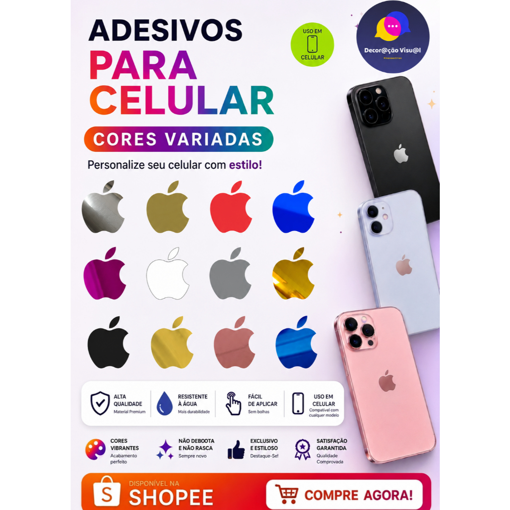 15 Adesivos Maça Apple / Adesivo para Iphone Apple Celular Personalização Decoração