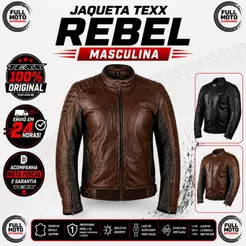 JAQUETA TEXX REBEL MASCULINO COURO MOTO MOTOCICLISTA PREMIUM