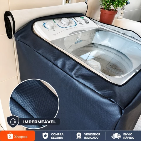 Capa Maquina de Lavar Roupa Impermeável Sol e Chuva 13 a 17 KG - Oferta
