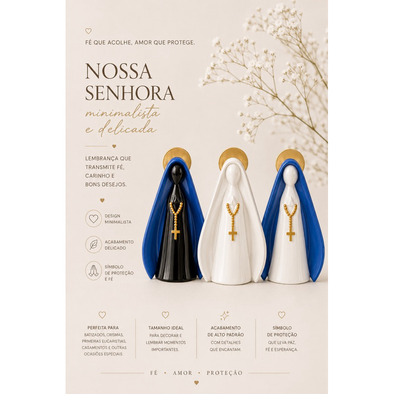 Imagem de nossa senhora aparecida | presente de batizado e casamento religioso, padrinhos | Decoração | Santinha