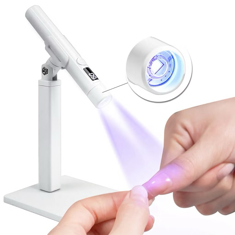 Lanterna LED UV Para Unhas Gel Com Suporte Ajustável Display Digital Profissional + Fibra + Gel Base
