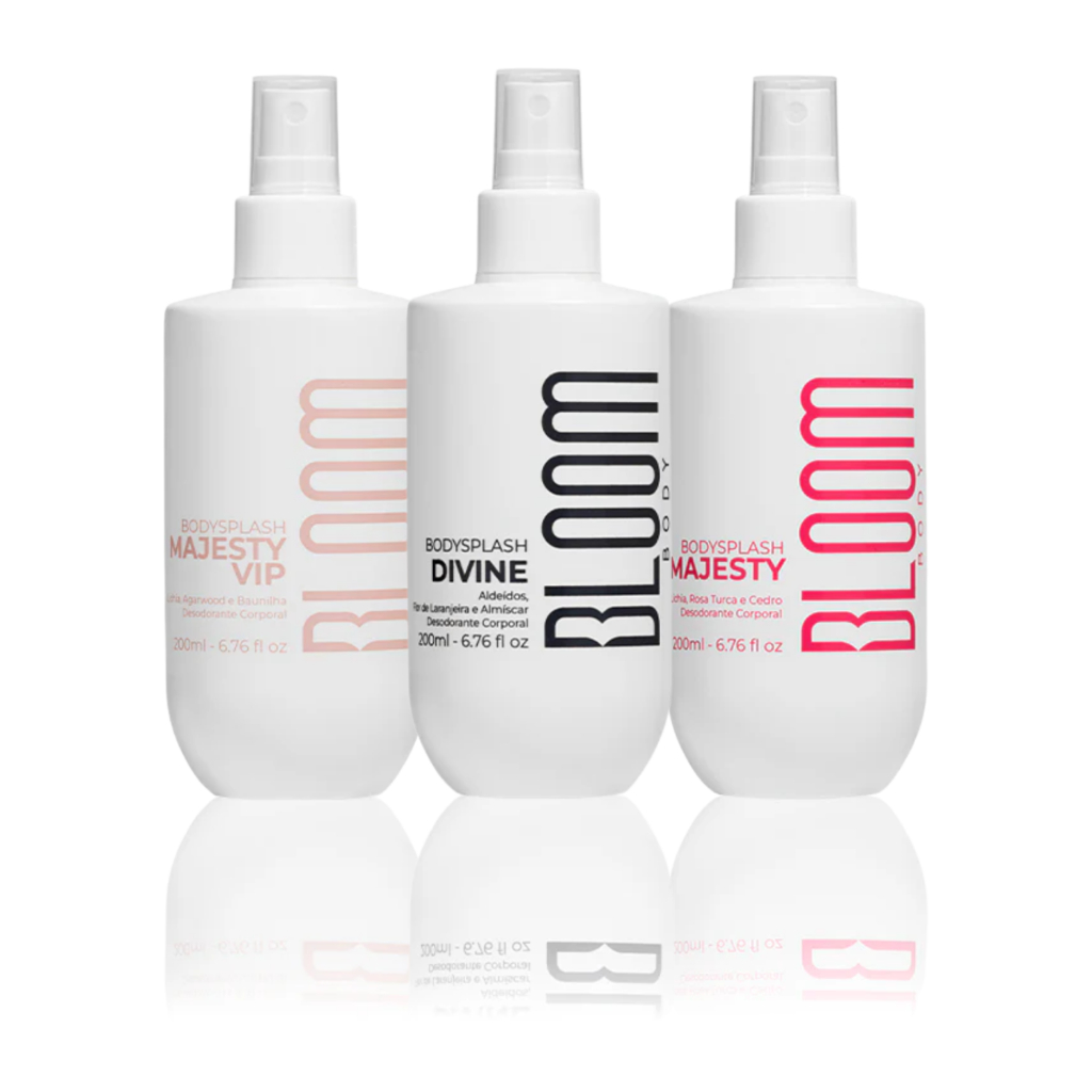 Kit 3 Body Splash Desodorante Colônia 200ml - Majesty, Divine e Majesty Vip