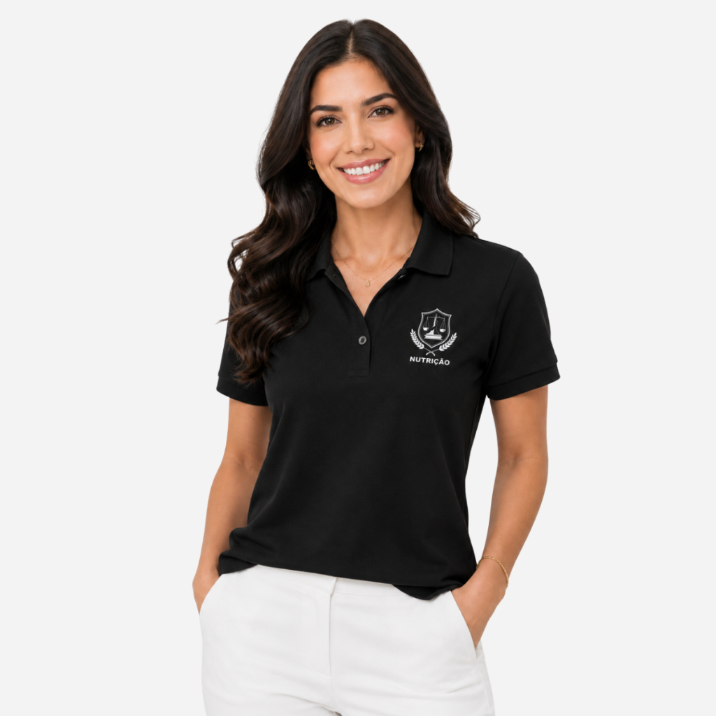 Camiseta Polo Nutrição Feminina Baby Look Blusa Camisa Polo Premium Piquet PA - NUTRIÇÃO