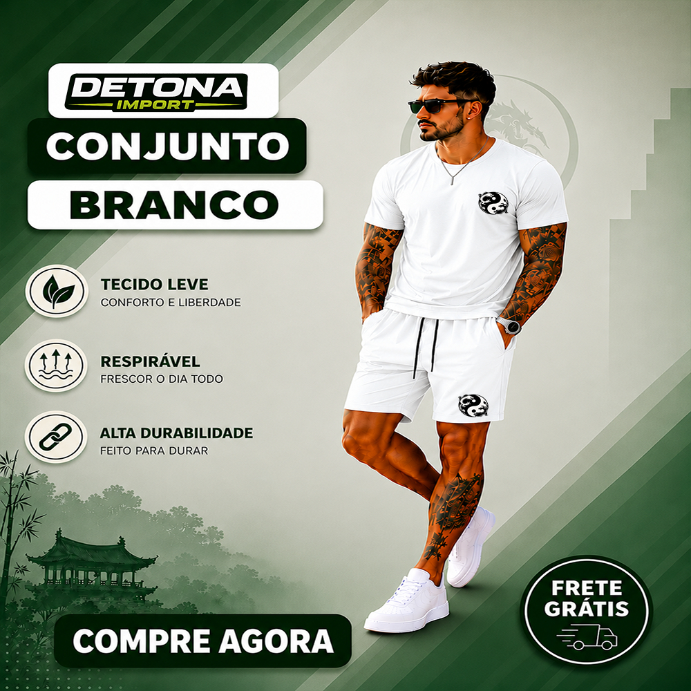 Conjuntos Masculinos Dry Fit Premium Camiseta E Bermuda Shorts Academia Treino Corrida Casual Dia a Dia Confortável Esti