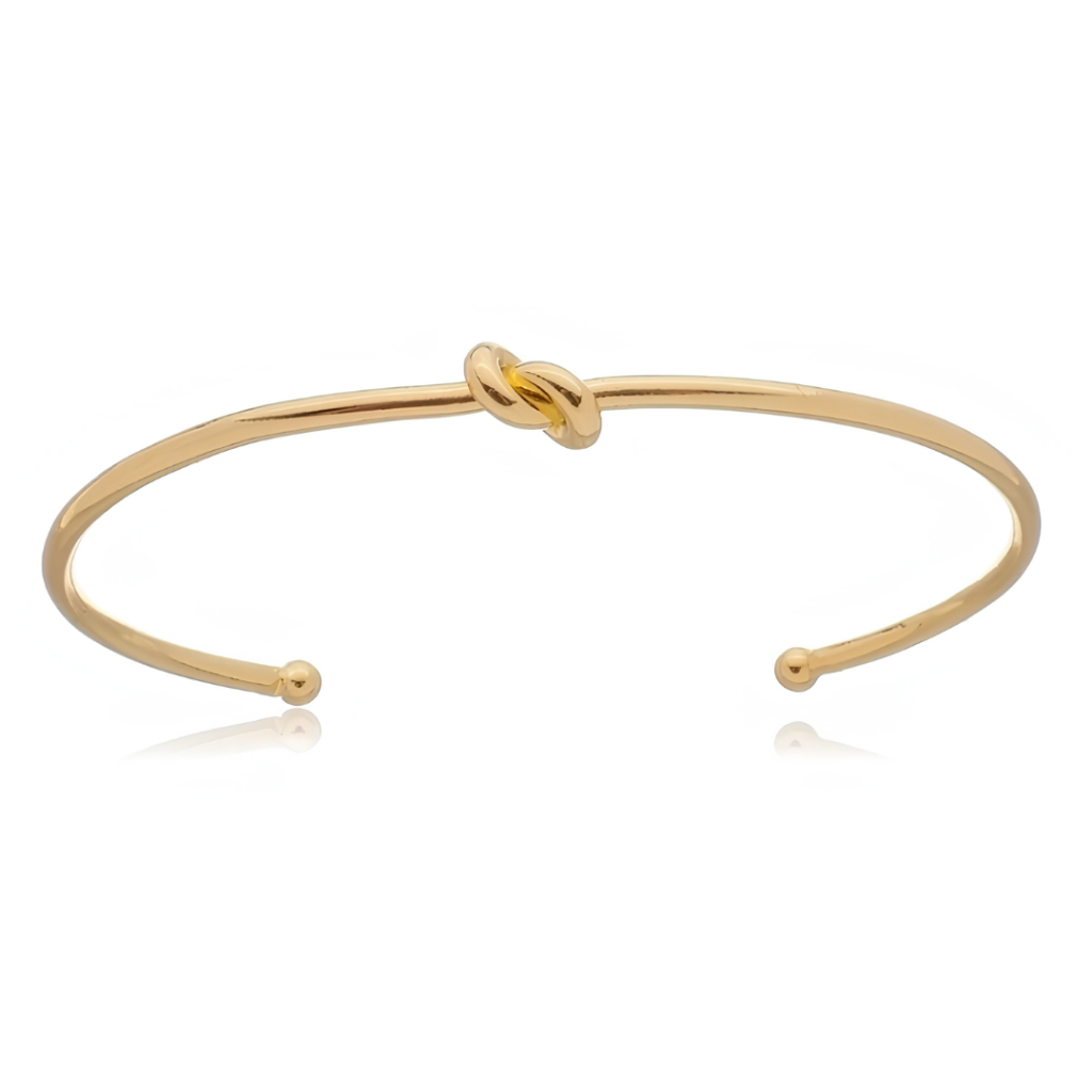 Bracelete Com Nó Banhado A Ouro 18k Pulseira Feminina Elegante Minimalista Joia Luxo Premium