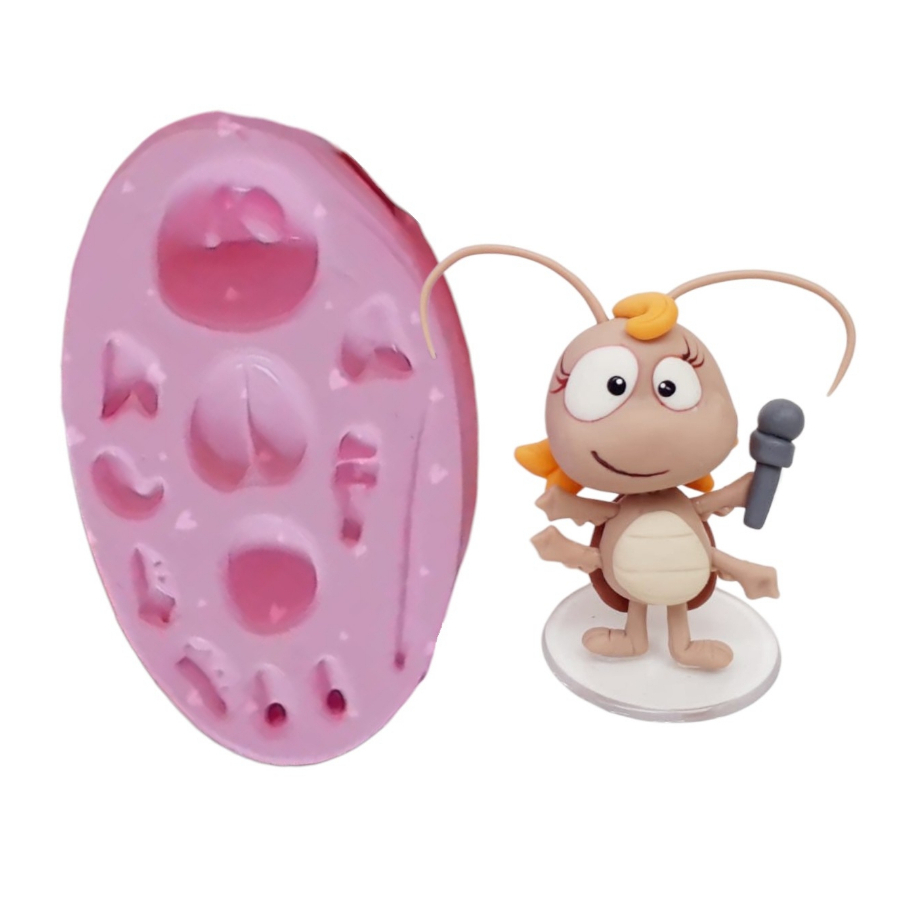 Molde Forma de Silicone Baratinha 3D - Turma Galinha Pintadinha - Biscuit Confeitaria Pasta Americana