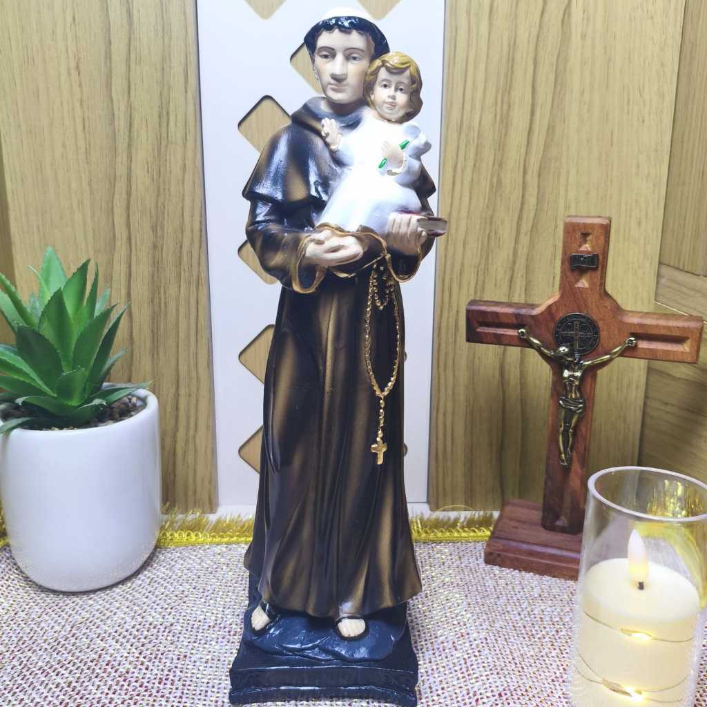 Imagem de Santo Antônio em Gesso 30cm Gesso Prêmio Santo Casamenteiro e Protetor