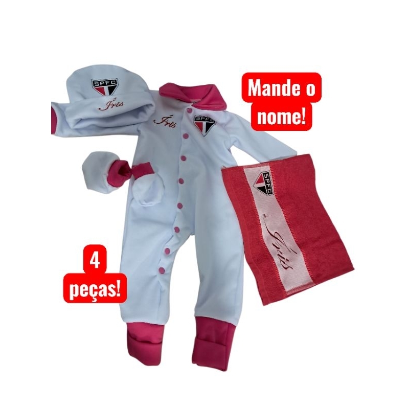 Kit Macacão São Paulo Tricolor - com Pé Reversível 4 Peças - Sublimado