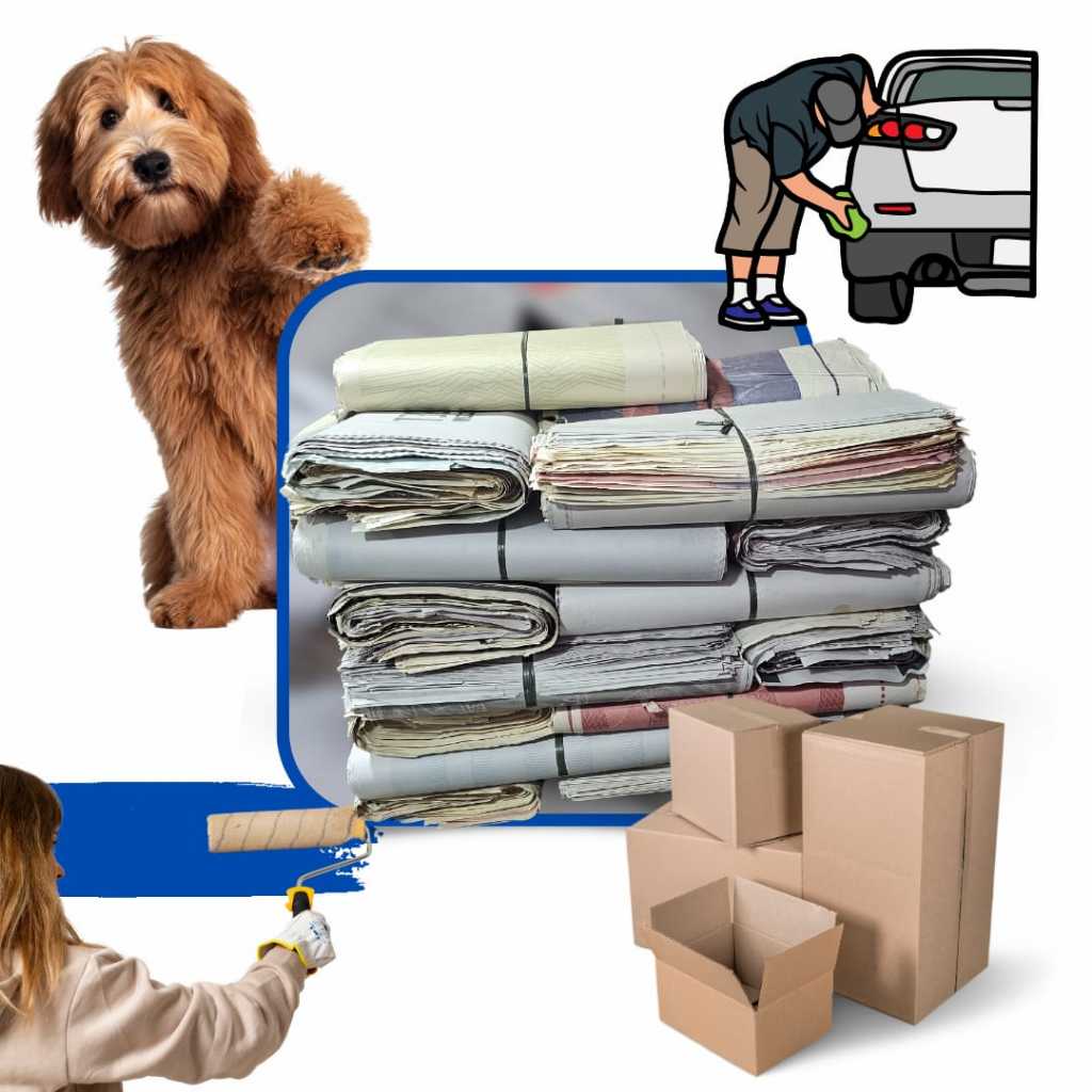 Papel "Jornal" Tapete Pet Embrulho 1 kg FOLHAS GIGANTES Fardo Manilha Strong Estampado
