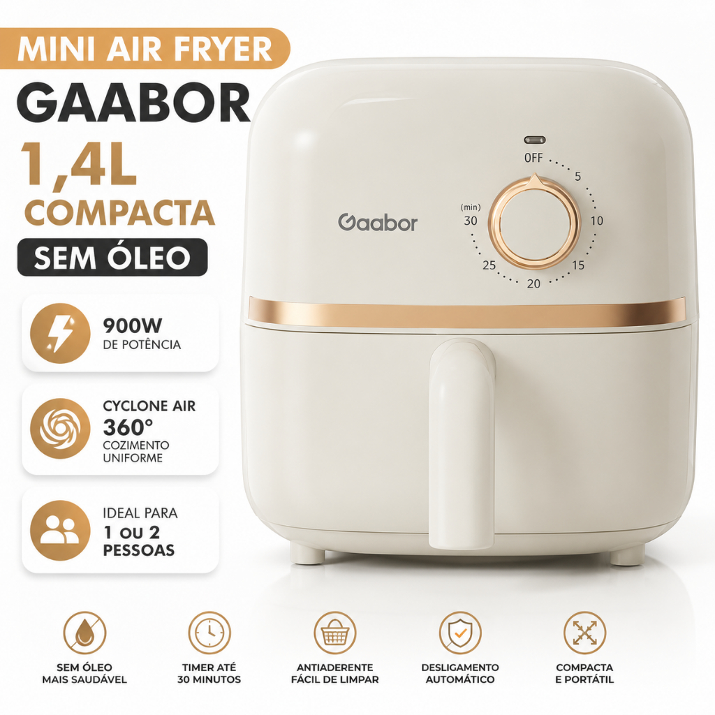 Air Fryer Sem Óleo Gaabor 900W Compacta e Econômica 127v