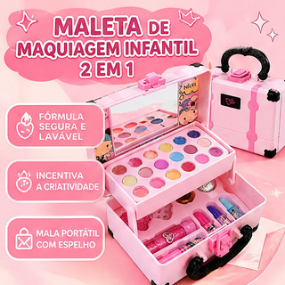 Kit Beleza Infantil Maleta Portátil Com Espelho, Maquiagem E Manicure Não Tóxico Presente…