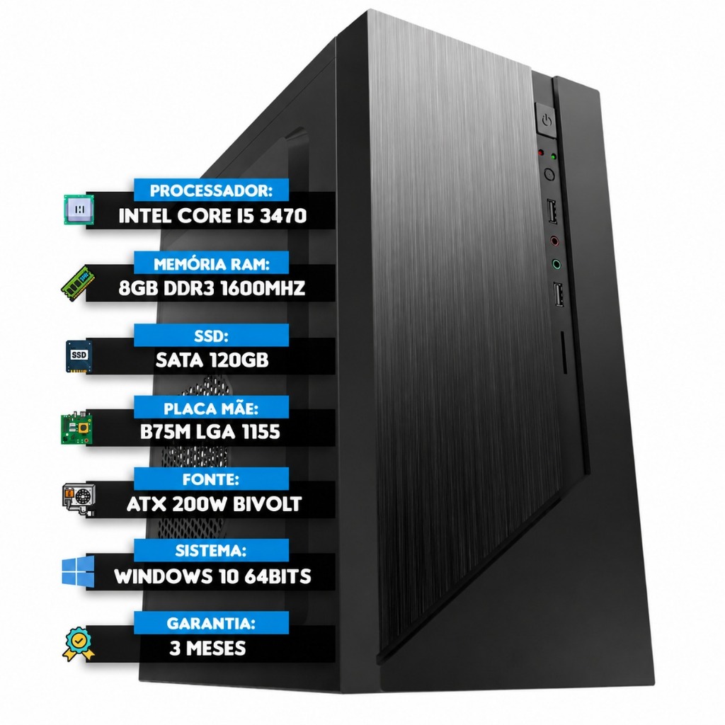 Computador de mesa Intel Desktop 120 GB com processador Intel Core i5 3470 8gb
