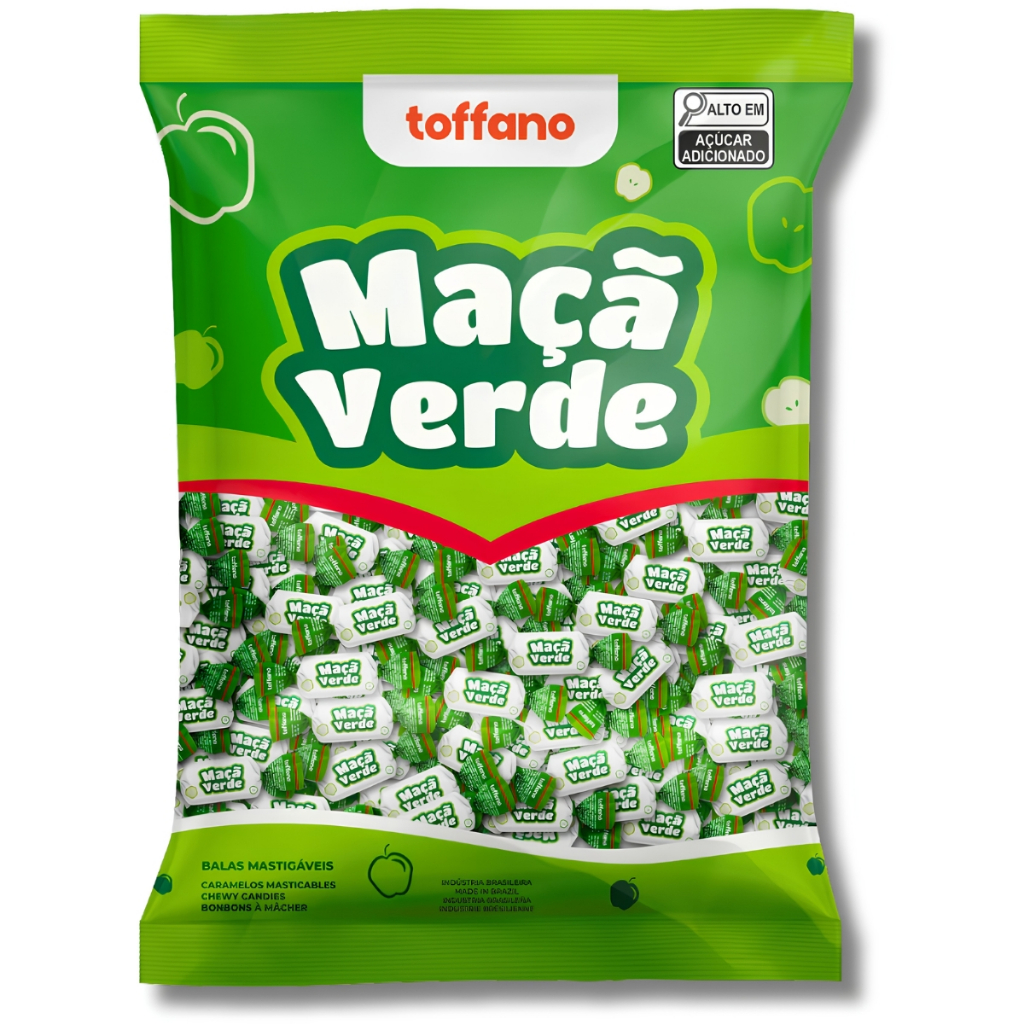 Balas Mastigáveis Maçã Verde 400g Toffano