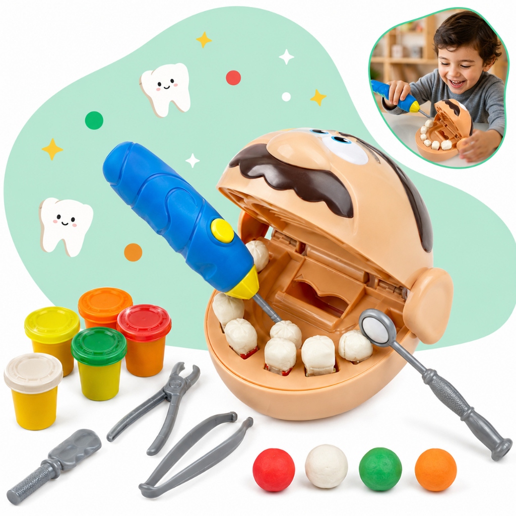 Kit Massinha Modelar Brincando Dentista Brinquedo Odontologia Educativo Infantil Kizumba