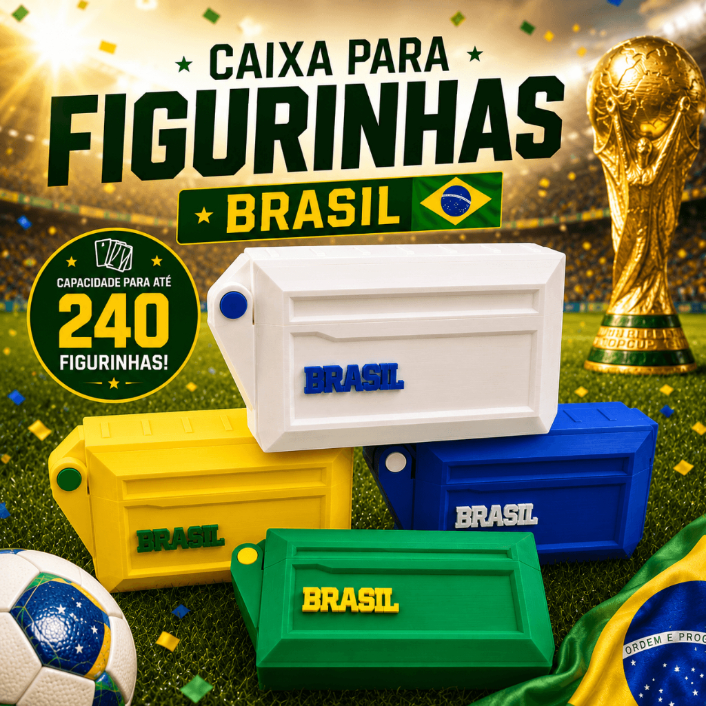 Caixa Porta Figurinhas Copa do Mundo 2026 – Capacidade 240 Figurinhas