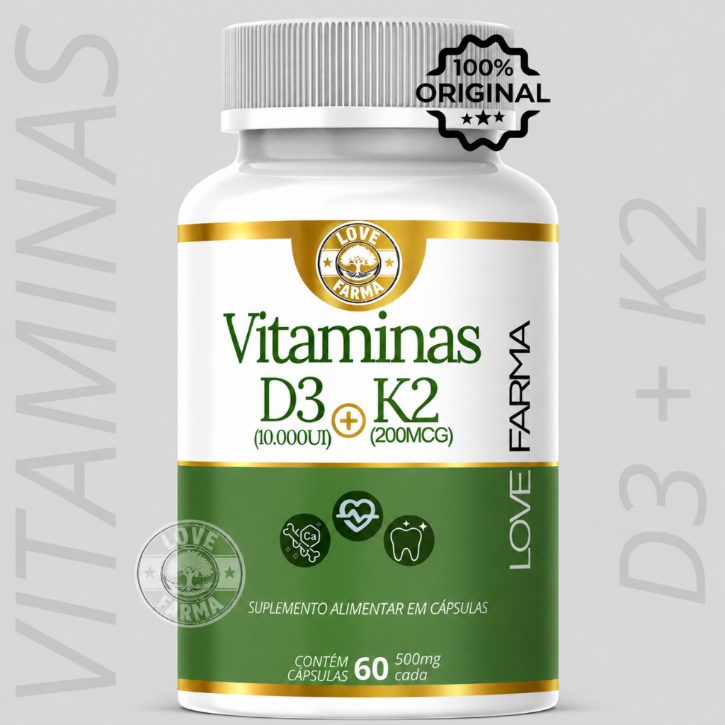 Vitamina D3 e K2 – 60 Cápsulas