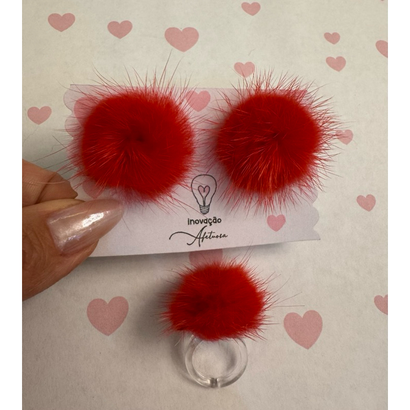 Brinco Pompom + anel Pompom