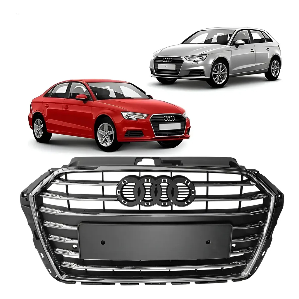 Grade Superior Cinza Friso Cromado Dianteira Cromado Audi A3 2017 2018 2019 2020 8VD807651A