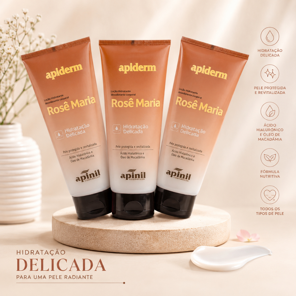 Kit C/03 Loção Hidratante Desodorante Corporal Rosê Maria 190g - Cuidado Pessoal | Hidratação Intensa | Loção Pós Banho
