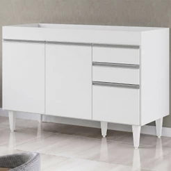Balcão de Cozinha Para Pia 120cm sem Tampo 3 Portas 2 Gavetas Michigan Branco - Lumil