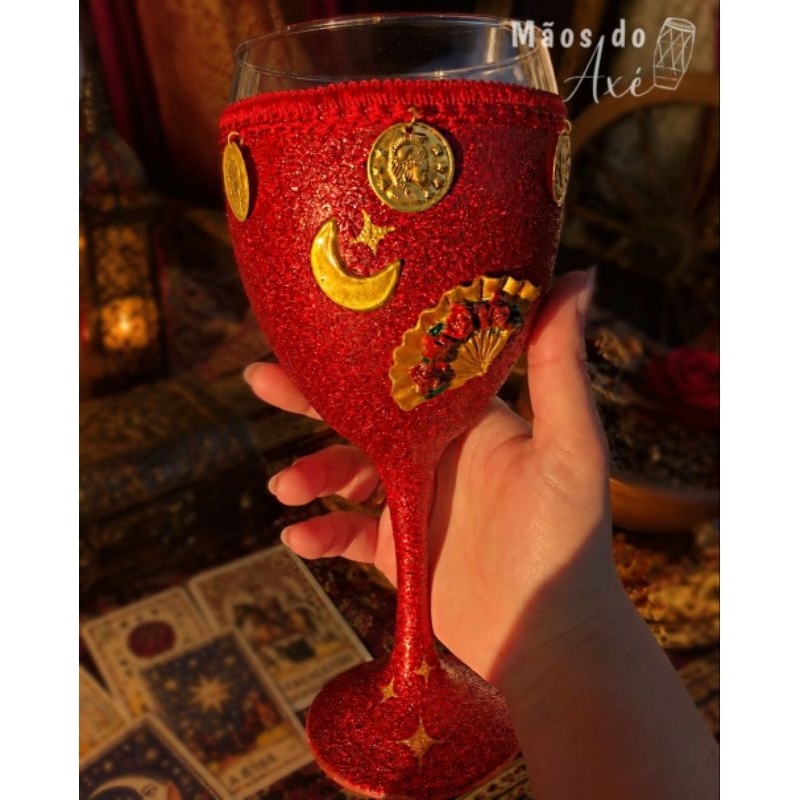 Taça de Luxo Decorada para Cigana / Pombagira Cigana Umbanda Candomblé Quimbanda