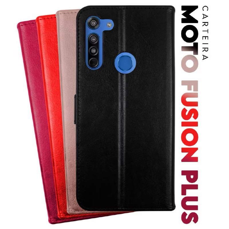 Capa de carteira flip cover Proteção completa 360° Fecho magnético MOTOROLA ONE FUSION PLUS