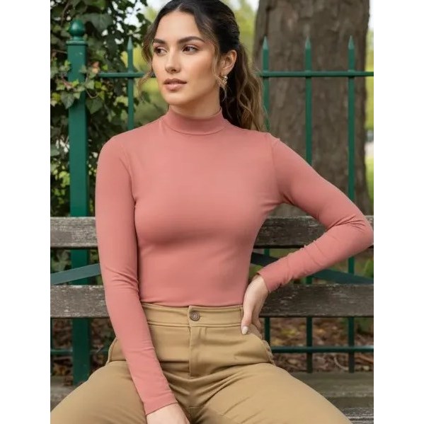 Blusa Feminina Gola Alta Sem Costura Lupo Loba 45100.