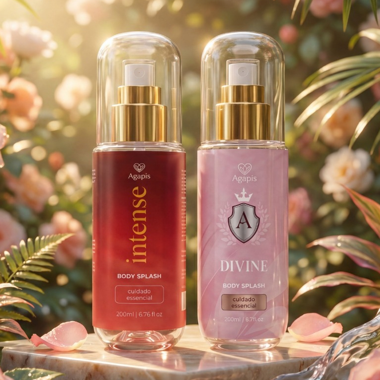 Kit 2 Body Splash Sexy Intense e Divine Agapis Beauty 200ml Fragrância Sedutora Desodorante Corporal Colônia