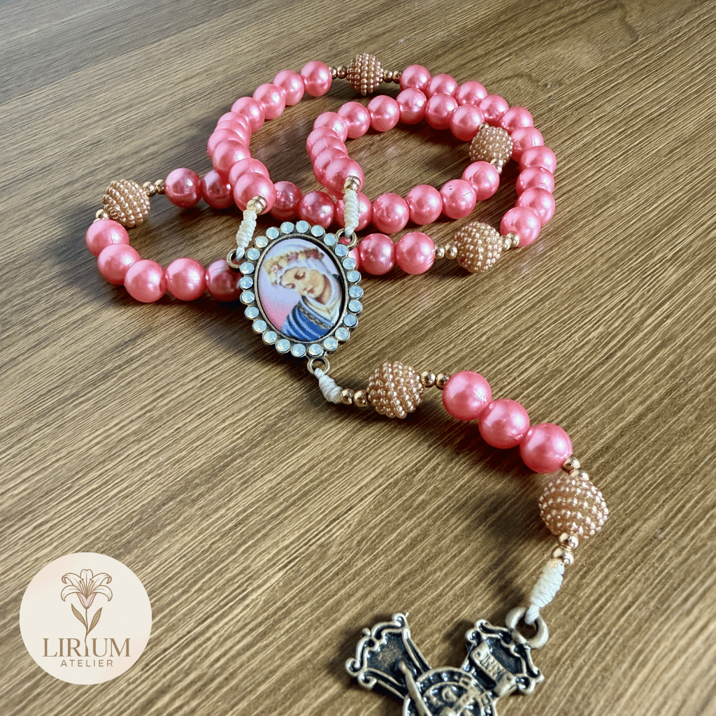 TERÇO NOSSA SENHORA DE LA SALETTE LUXO STRASS BRILHO | TERÇO MÃES QUE ORAM | TERÇO PELOS FILHOS
