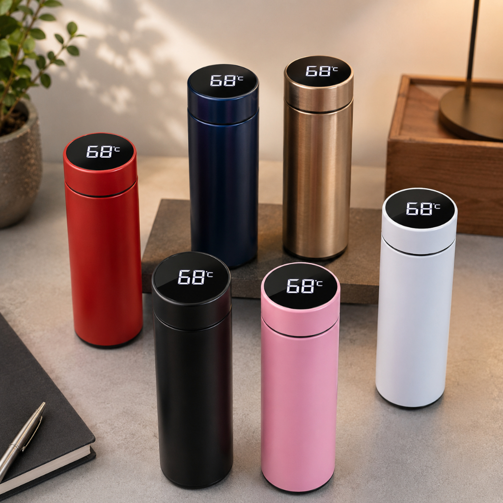 Garrafa Térmica 500ml com Sensor LED Temperatura Tampa Antivazamento Filtro Chá Squeeze Inteligente