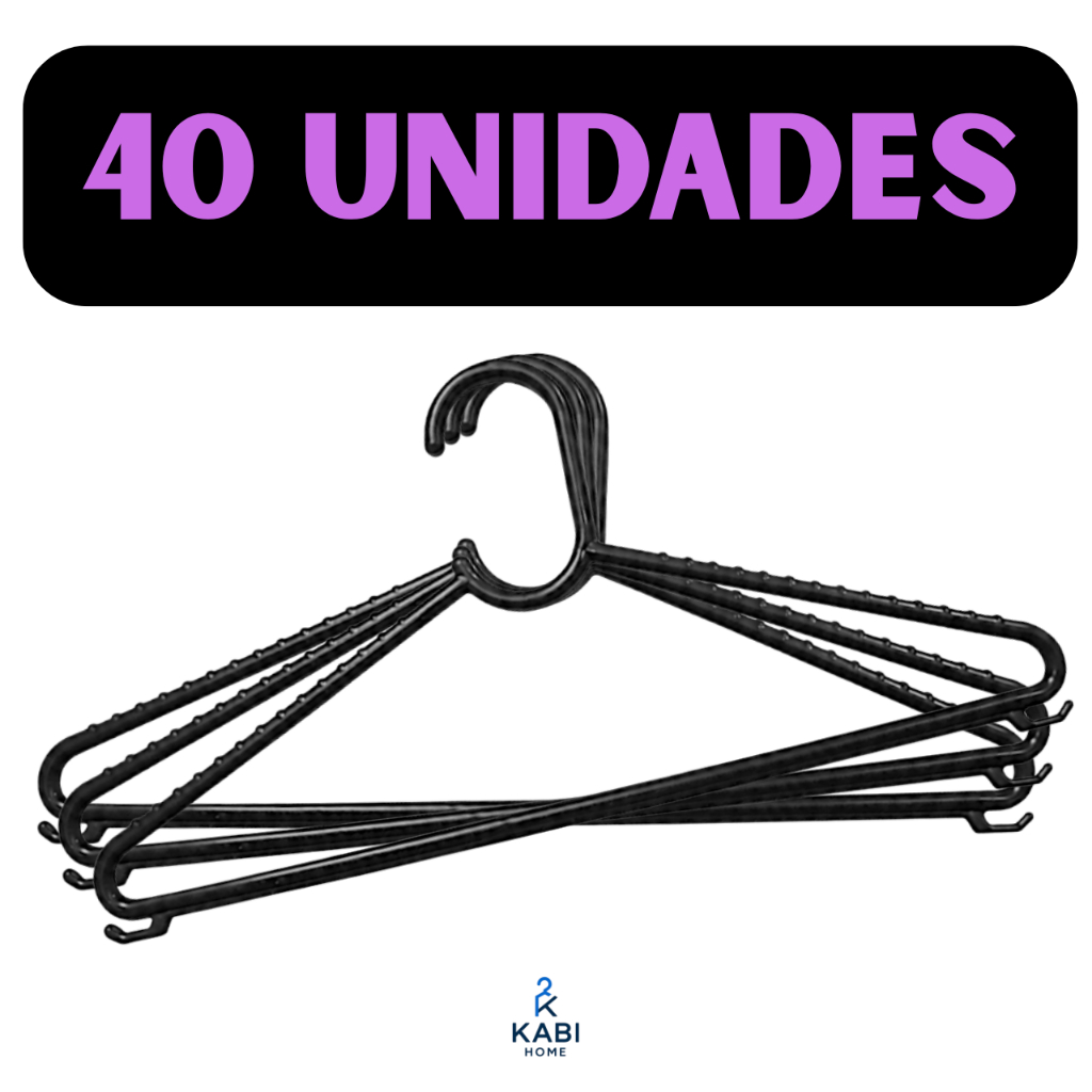 Kit 40 Cabides Preto Reforçado Adulto Linha Premium Envio Imediato