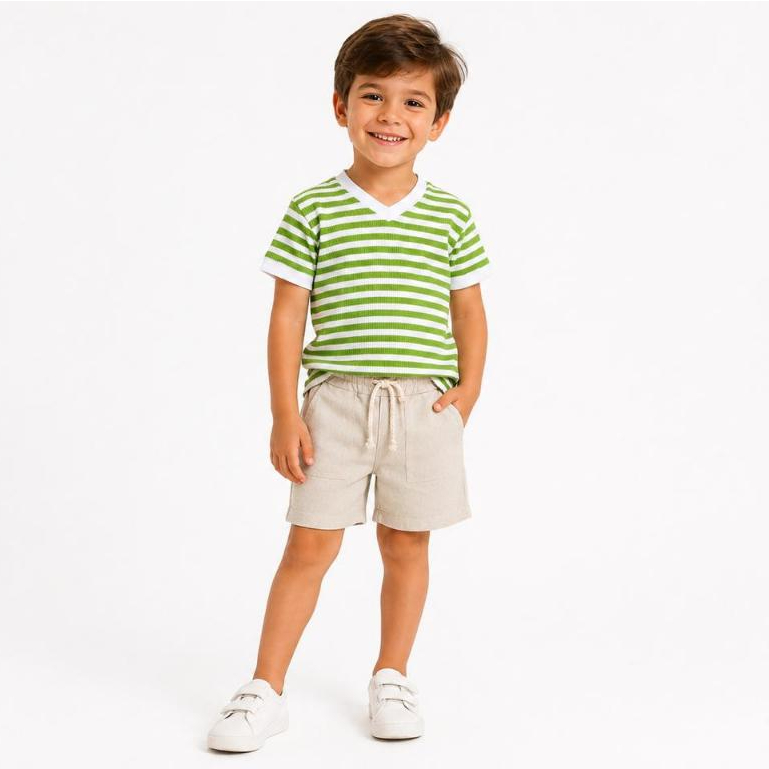 conjunto infantil masculino bermuda e camisa juvenil de verão