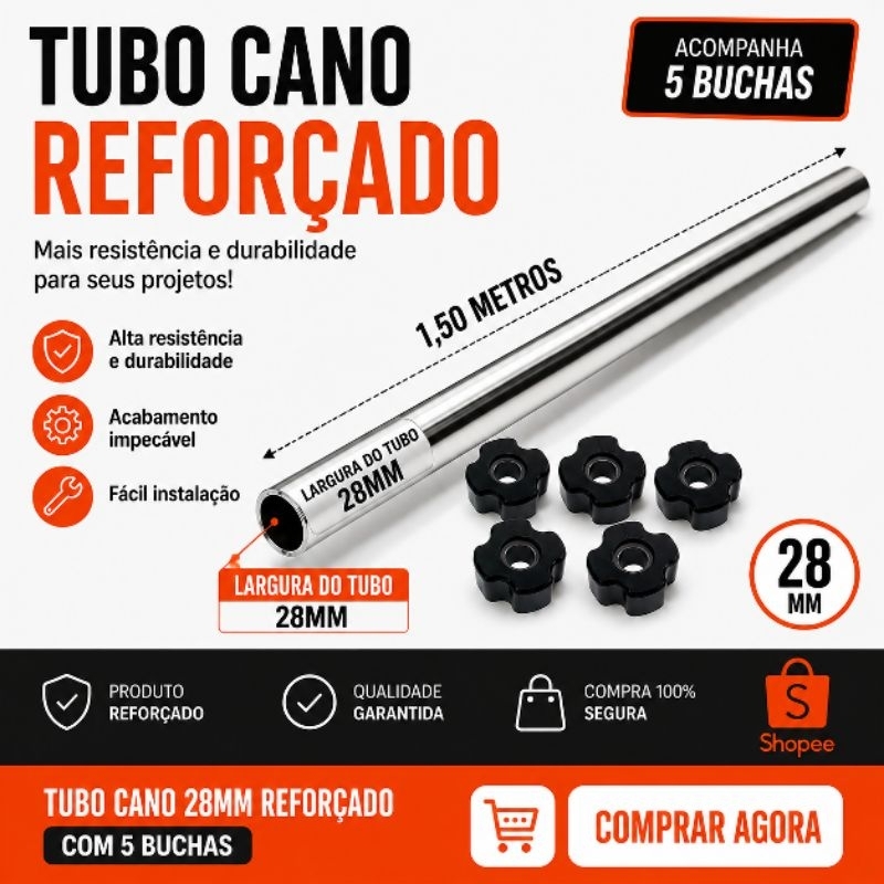 Tubo Cano 28mm Reforçado