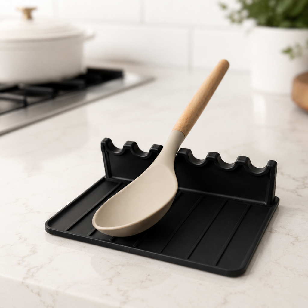 Suporte de Colher para Cozinha Descanso de Utensílios Organizador de Bancada 13x10cm