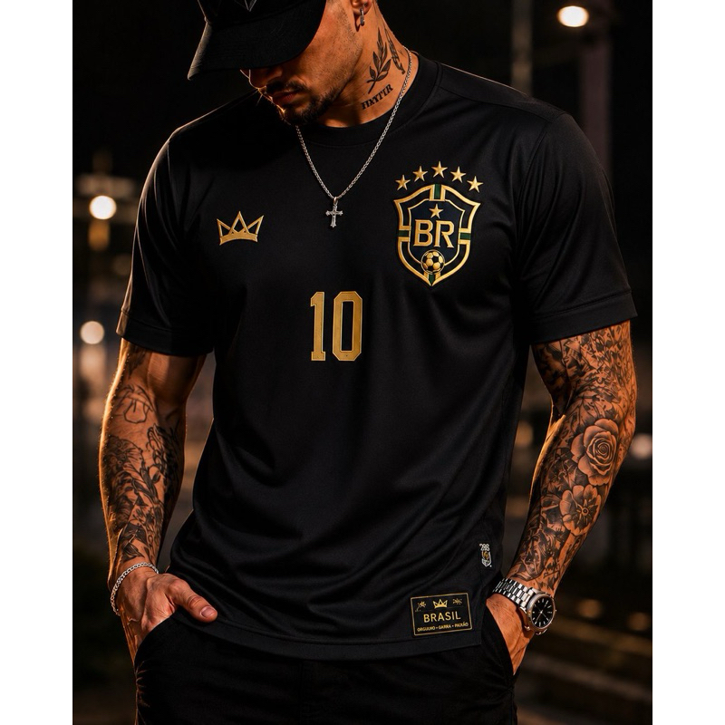 Camiseta Masculina Algodão do Brasil, Camisa Preta do Brasil