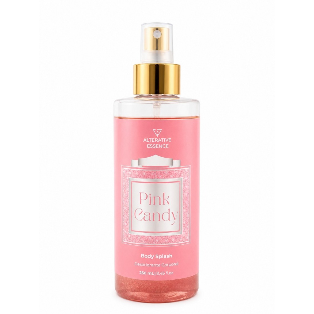 Body Splash Pink Candy 250ml Desodorante Corporal Feminino Fragrância Floral Oriental Gourmand Alterative Essence