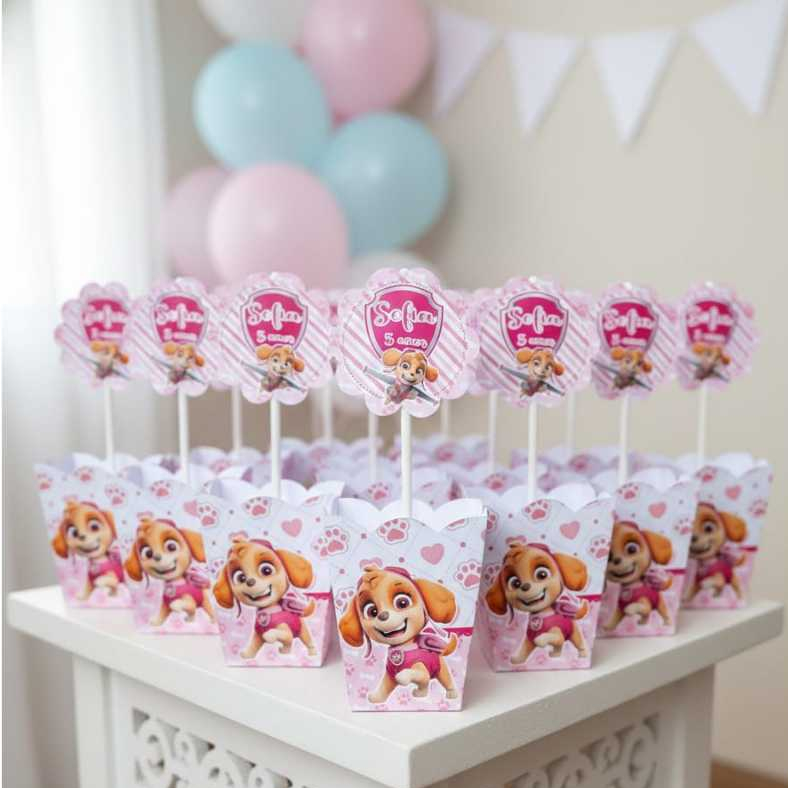 Centro de mesa cachepô personalizado| Skey Patrulha canina |decoração festa mesa de convidados| lembrancinhas