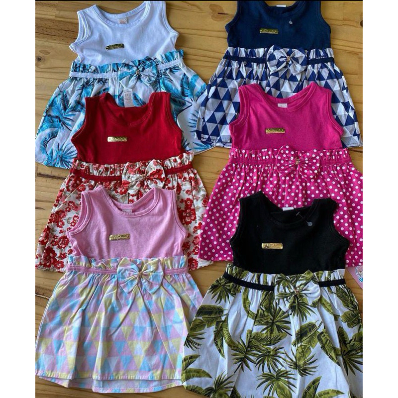 Vestidos de Bebê com Pinças e Laço Roupas para Bebe Menina Roupa Infantil TAM 0 a 4 meses