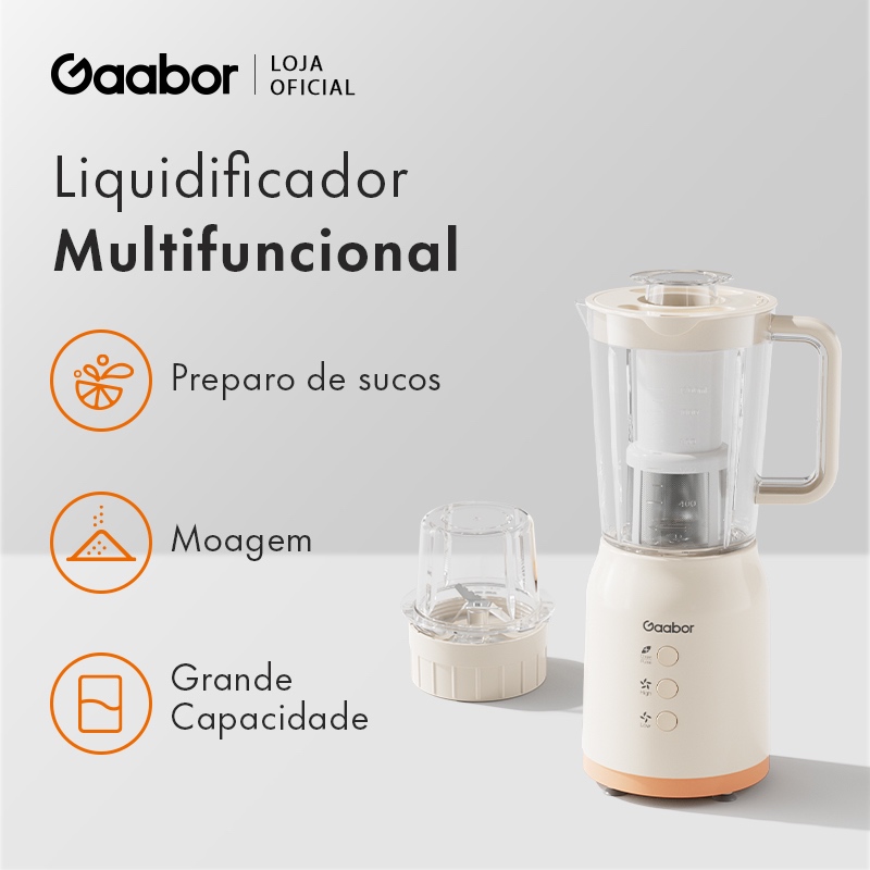 Gaabor Processador Alimentos 3 em 1 3 Vasos 3 Lâminas Bivolt 400W Inox JM-12E01A